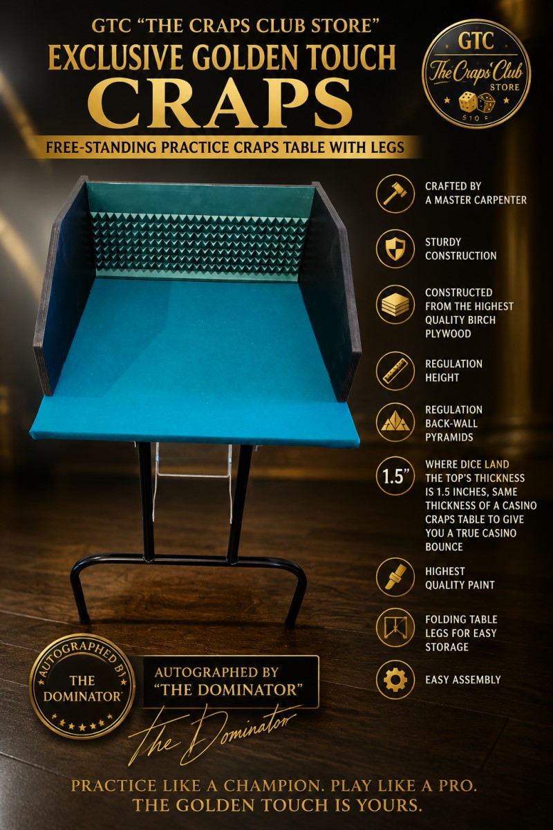 Golden Touch Craps Free-Standing Practice Table with Legs